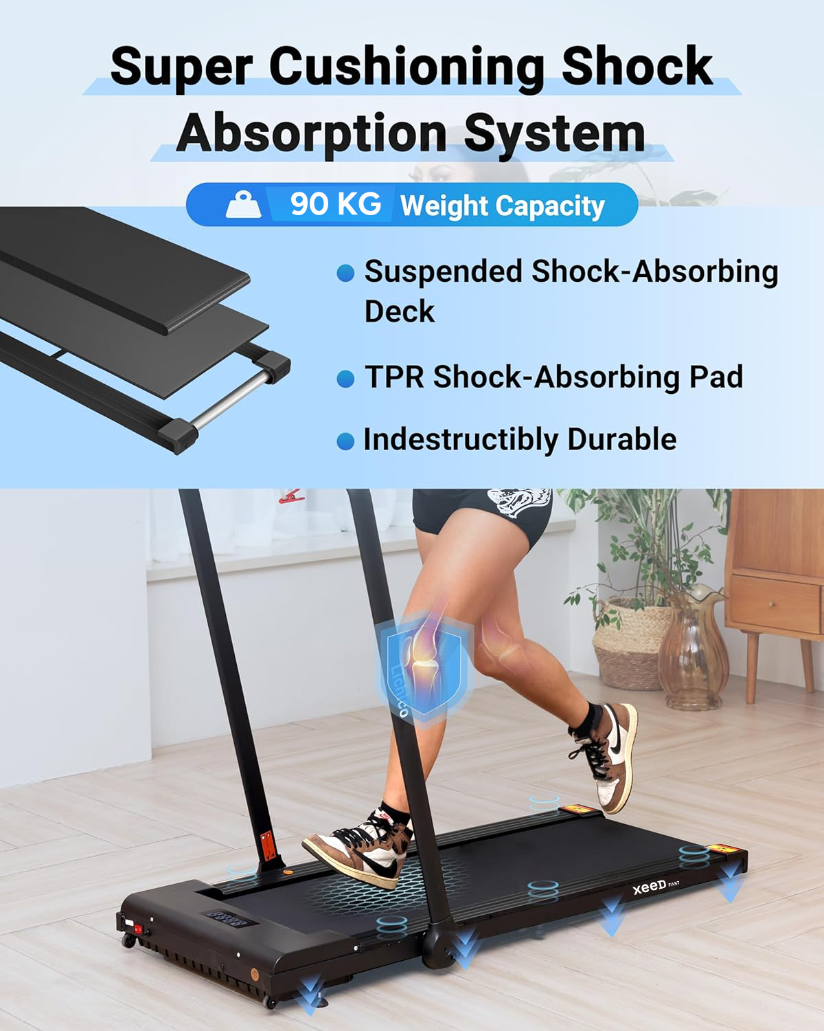 Xeed Fast - XD99 -2 in 1 Portable Folding Treadmill (3 Hp Peak) For Home & Office